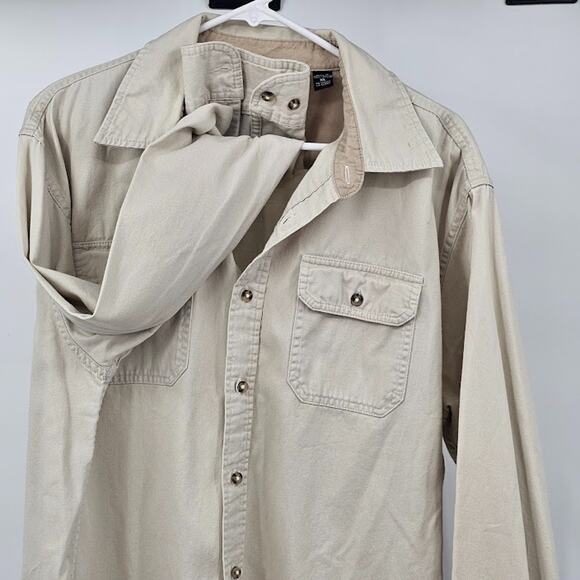 Wrangler Men’s Khaki Shirt Button Up Authentic XL 100% Cotton Premium Quality - Picture 4 of 6